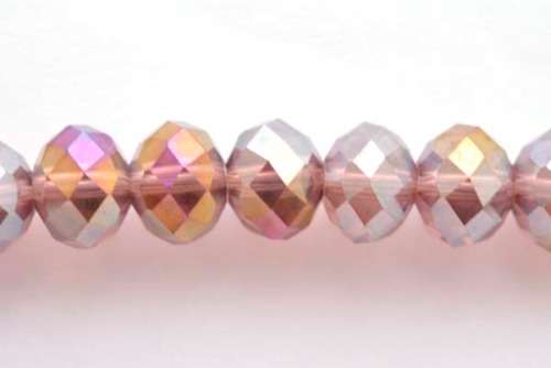 Facetted roundell, amethyst AB, 10mm, 5pcs