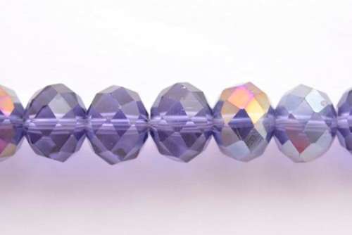 Facetted roundell, purple AB, 10mm, 5pcs