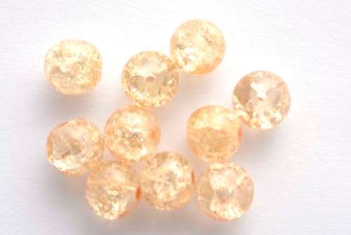 Crackle glass beads, round, blush, 8mm, 10pcs