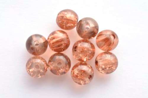 Crackle glass beads, round, brown, 8mm, 10pcs