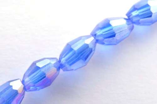 Facetted oval, blue AB, 6x8mm, 10pcs