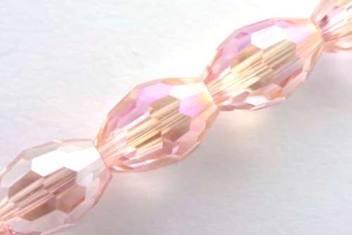 Facetted oval, pink AB, 8x10mm, 10pcs