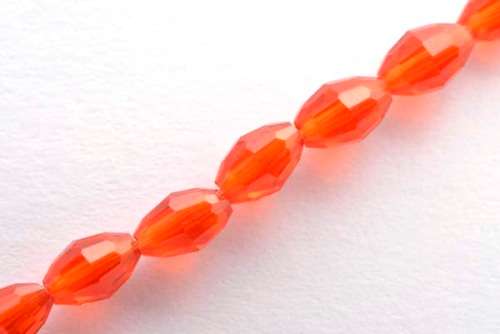 Facetted oval, red, 4x6mm, 10pcs