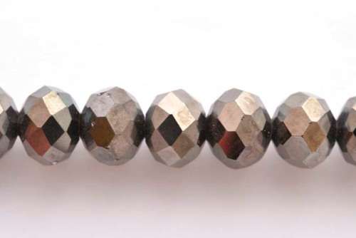 Facetted roundell, charcoal, 10mm, 5pcs