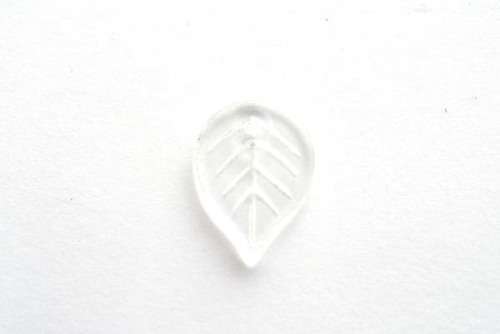 Glass leaf beads, clear, 18x12mm, 10pcs