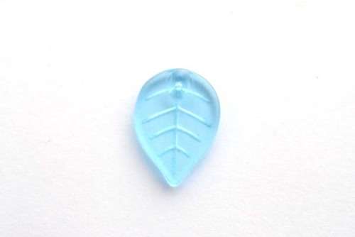 Glass leaf beads, blue, 18x12mm, 10pcs