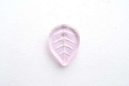 Glass leaf beads, pink, 18x12mm, 10pcs