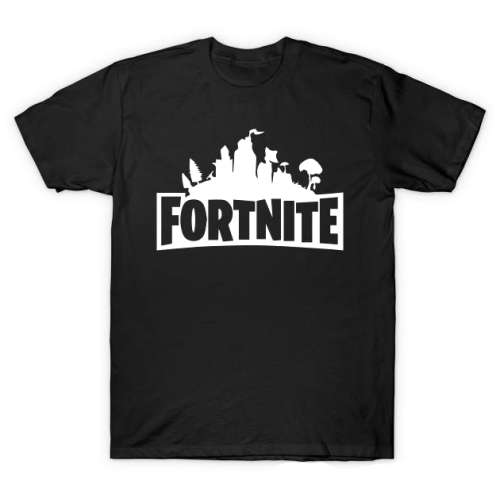 Fortnite T-shirt, black with white image, boys size large (approx. age 12-13)