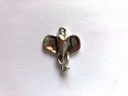 Charm, elephant, antique silver, 23x28mm, 1pc