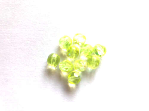 Bicone facetted glass beads, 6mm, yellow AB, 10pcs