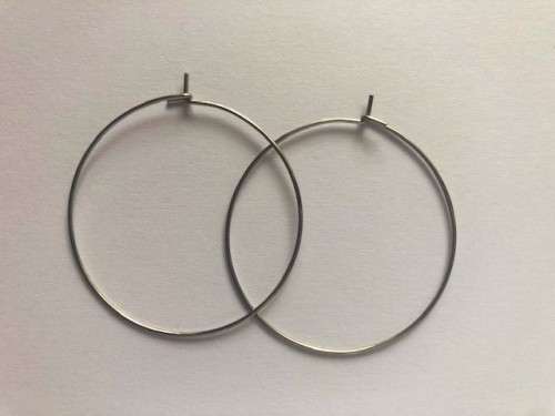 Stainless steel hoop earrings, 35x0.7mm, 1 pair
