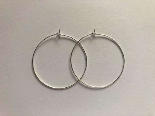 Silver plated brass earring hoops, 35x0.8mm,1 pair
