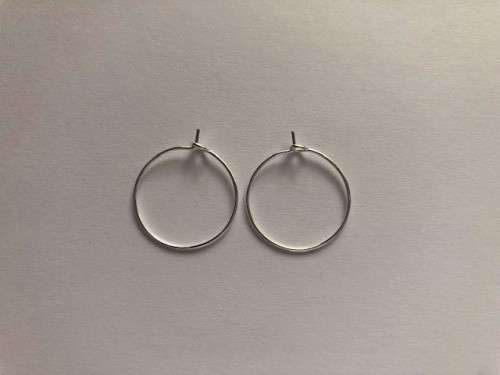 Silver plated brass earring hoops, 20x0.8mm, 1 pair