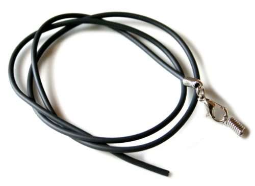 Rubber necklace with lobster clasp open end, 2mm in diameter, 45cmlong, 1pc