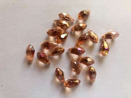 Facetted briolette, beads, rose AB, 12x6mm, 1pc