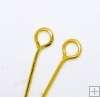 Eye pins, gold tone, 40mm, 20pcs