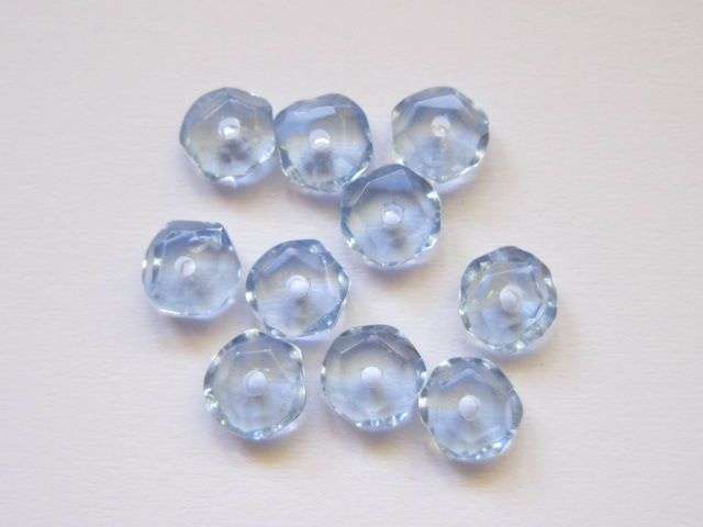 Facetted roundell, light blue, 6mm, 10pcs