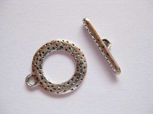 Toggle clasp, round, antique silver, 20mm, 1set