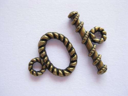 Toggle clasp, oval rope, bronze, 1 set