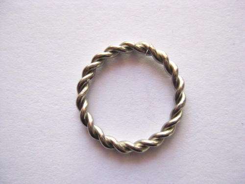 Connector ring, twisted rope, antique silver, 20mm, 1pc