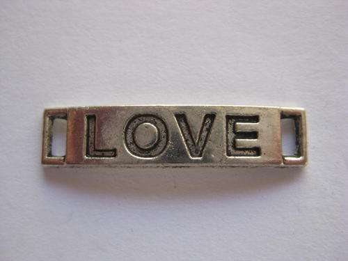 Connector "LOVE", antique silver, 1pc