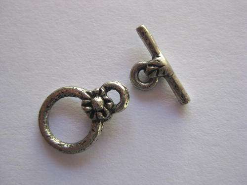 Toggle clasp, antique silver, 13x13mm, 1 set