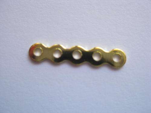 Spacer, 5-hole, gold tone, 20x4mm, 10pcs