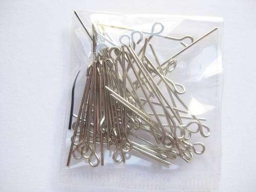 Eye pins, antique silver, 25mm, 50pcs
