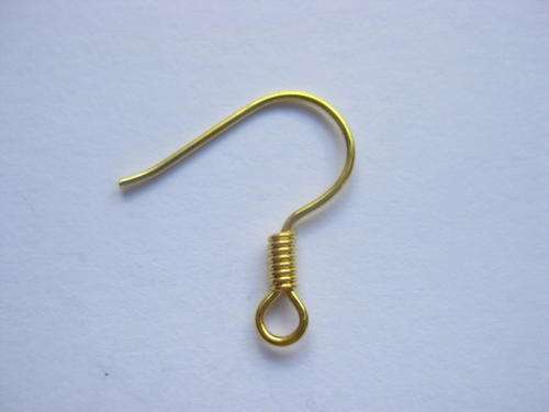 Earring wire, gold tone, 10pcs
