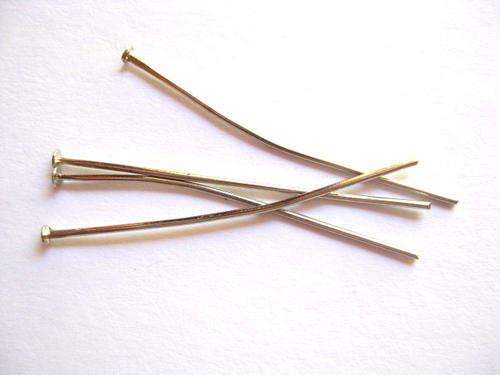 Head pins, 40mm, nickel, 20pcs