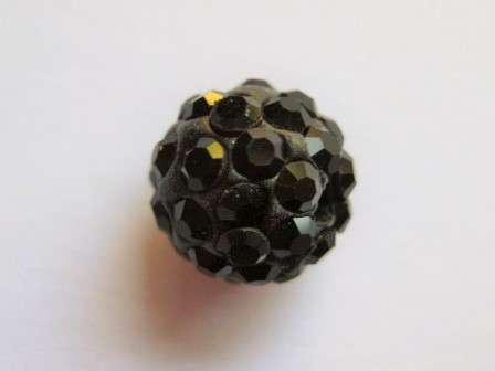 Shamballa beads, black, 10mm, 1pc