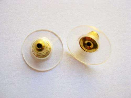 Earring back/clutch with stabiliser, gold tone, 10pcs