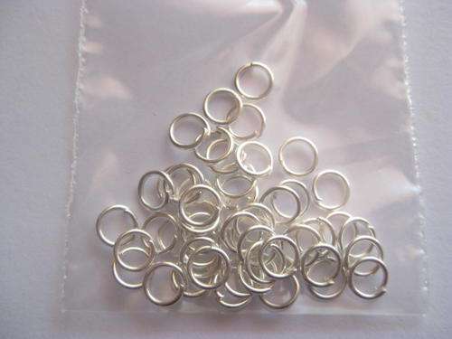 Jump rings, silver plated, 5mm, 50pc