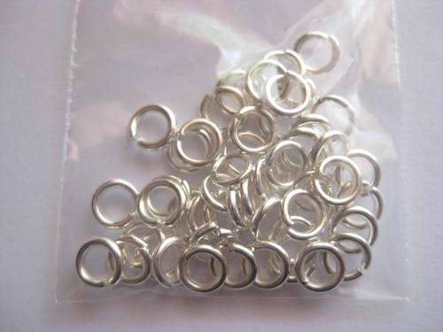 Jump rings (thick), silver plated, 6mm, 50pc