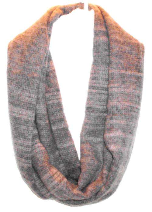 LATEST FASHION TREND - " Snood Neck Scarf " - Dusty Pink & Grey Wool