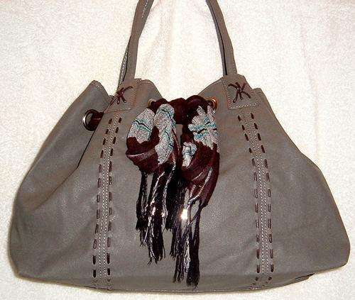 ----- DESIGNER STYLED HANDBAGS ----- " Unbranded but Stylish Trendy Scarf Bag - Dark Grey Colour "