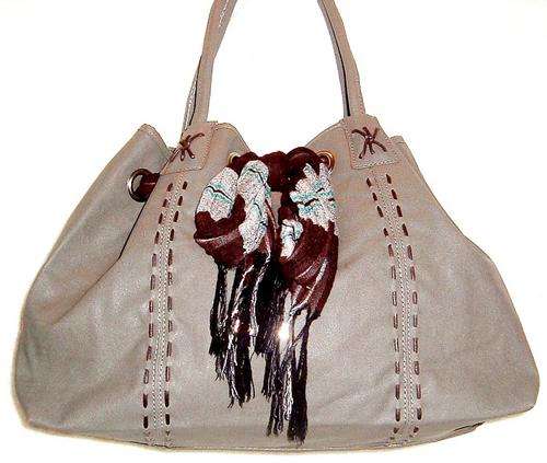 " Crazy Special " LATEST FASHION CRAZE VERY TRENDY SCARF TOTE - " Dark Grey Colour "