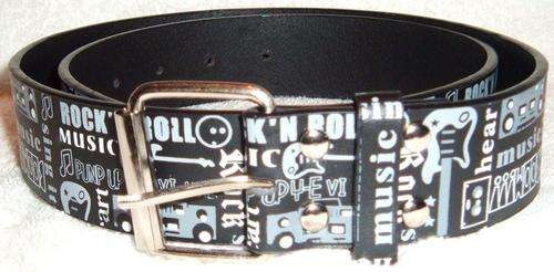 MENS BELT  - " Colour Black with Music Print " SIZE - M