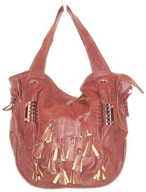 " R1 AUCTION " - Handbag - UNUSUAL HOBO STYLE WITH FRONT TASSELS - Brown