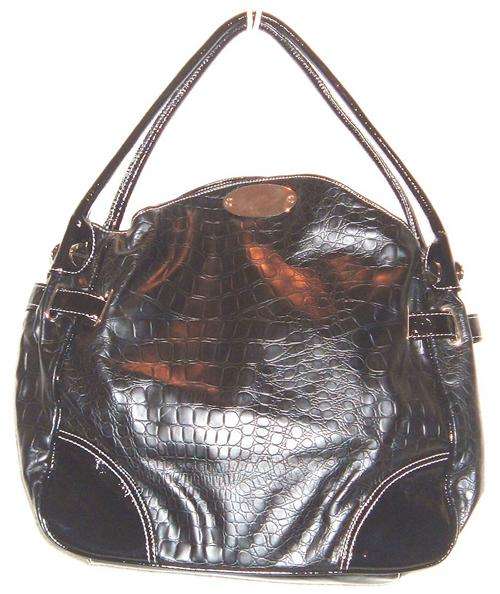 Handbag - EMBOSSED WITH CROCODILE SKIN PATTERN  - " Last One in Black "