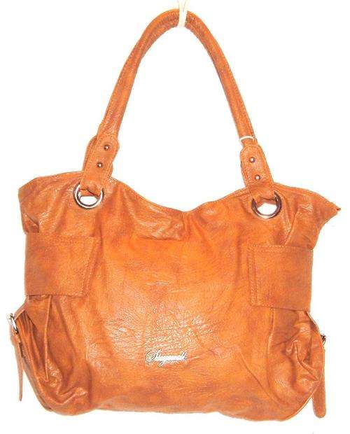 " R1 AUCTION " Handbag - SIDE BUCKLE DETAILING AT BASE - " Caramel "