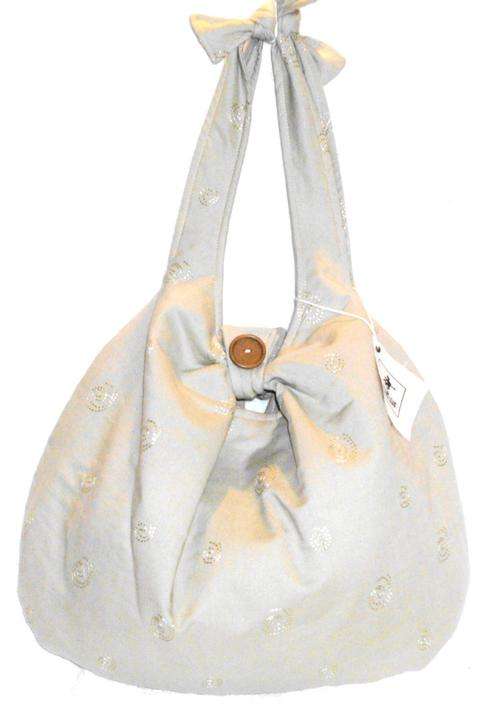 Handbag -  KNOT STYLED BEACH TOTE - Beige Embroidered Fabric