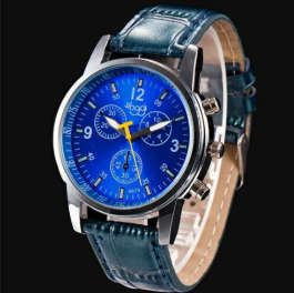 Luxury Stylish Crocodile Faux Leather Mens Analog Watch Wrist Watch - Sloggi Blue