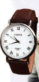 Brand New - Yazole Luxury Leather Mens Quartz Analog Wristwatch - White Face