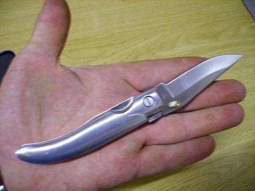 STAINLESS STEEL LOCKING POCKET KNIFE IN PRESENTATION CASE. 170MM LONG WHEN OPENED