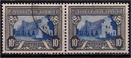 Union  10/-  Hyph Pict  fine used pair  SACC 63a