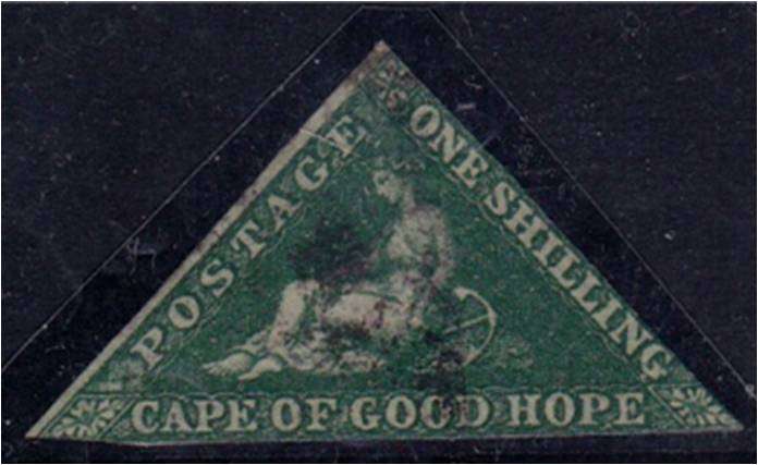 COGH 1/- deep dark green Triangular  SACC 8b  Average used