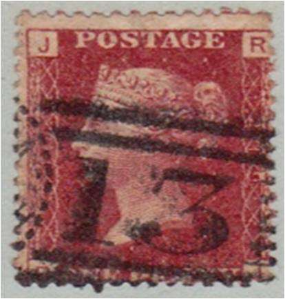 GB QV scarce  1d red  Plate  219  good used