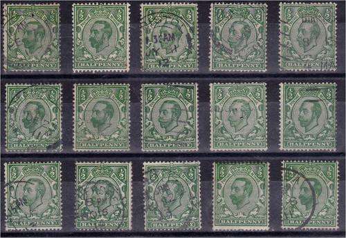 GB KG V bulk lot of 15 mixed Downey-heads  unchecked - fine used
