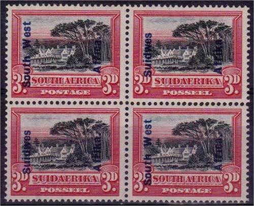 SWA  3d  London Prtg  O/Print  Bl x 4  SACC  76  superb  MNH
